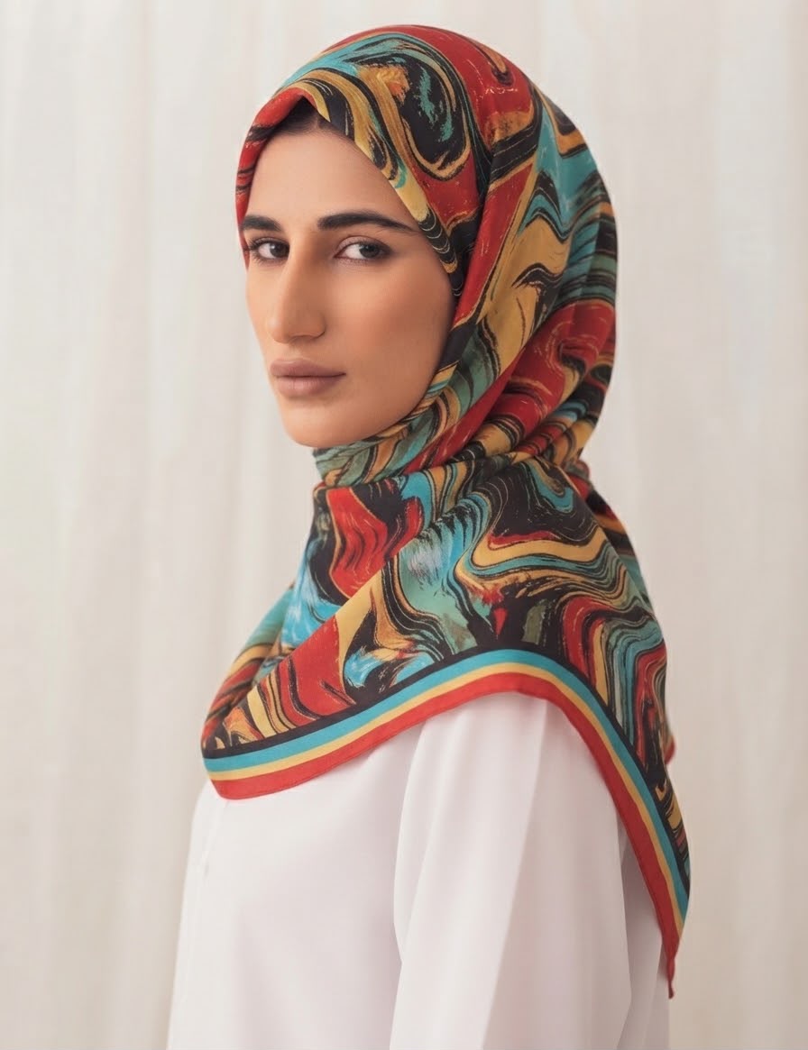 Printed Silk Hijab 8
